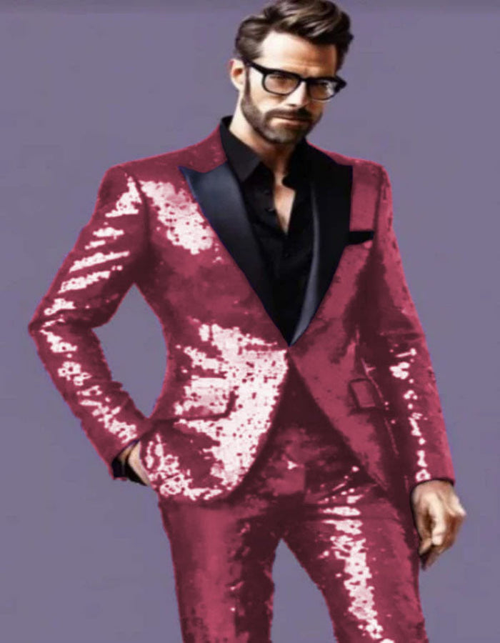 Mens Sequin Suit - Purple Tuxedo - Party Suits - Stage Suit