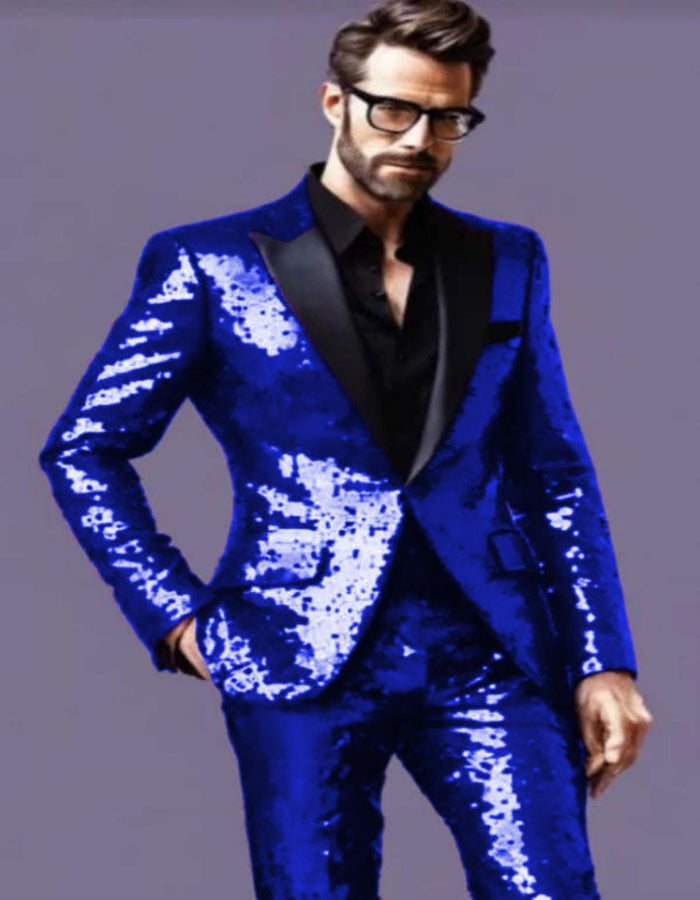 Mens Sequin Suit - Purple Tuxedo - Party Suits - Stage Suit