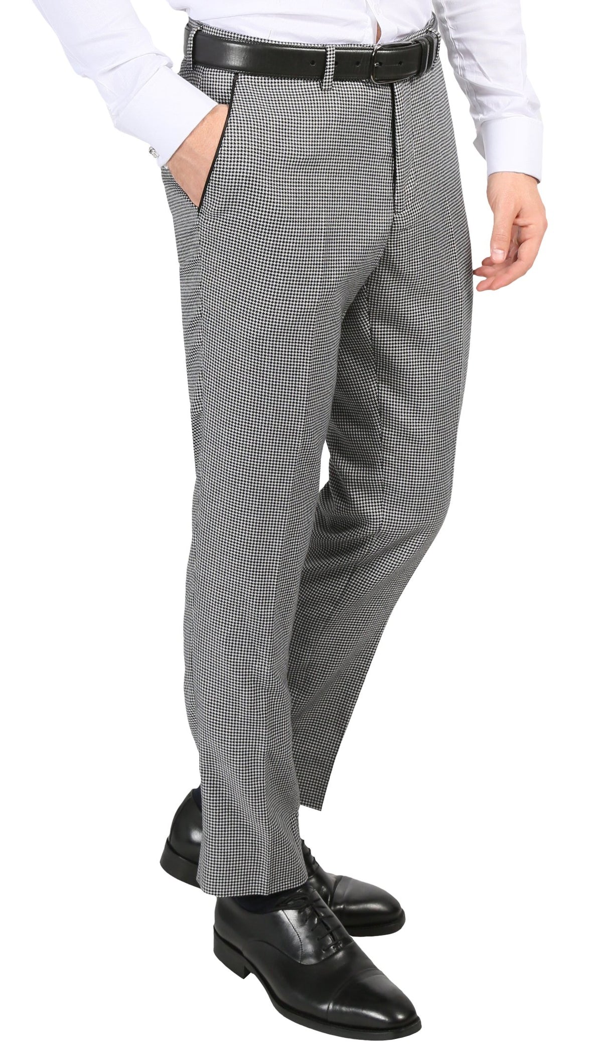 Mens Slim Fit Houndstooth Peak Lapel 2pc Suits - 34 Short or Extra Small