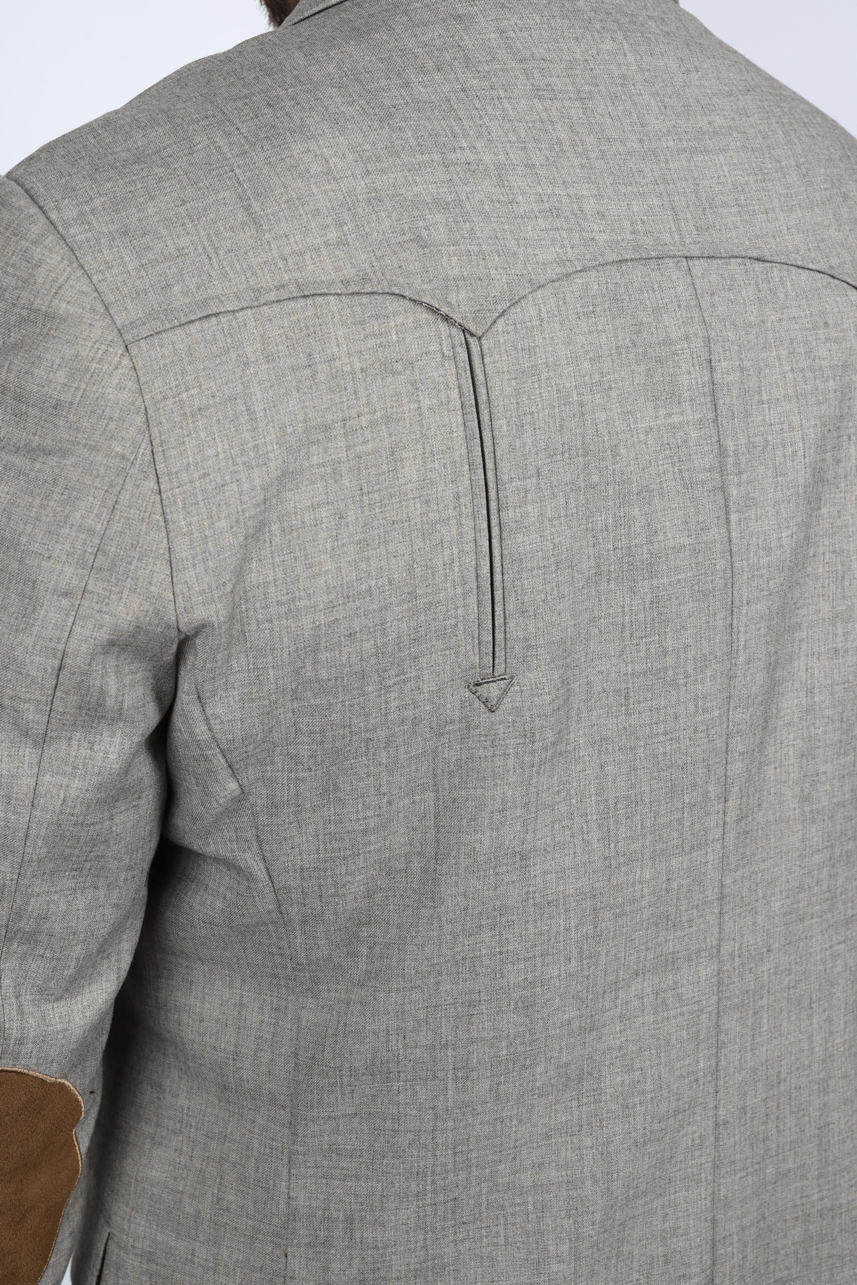 Men’s Heather Beige Cowboy Sport Coat – Classic Elbow Patch Jacket - S