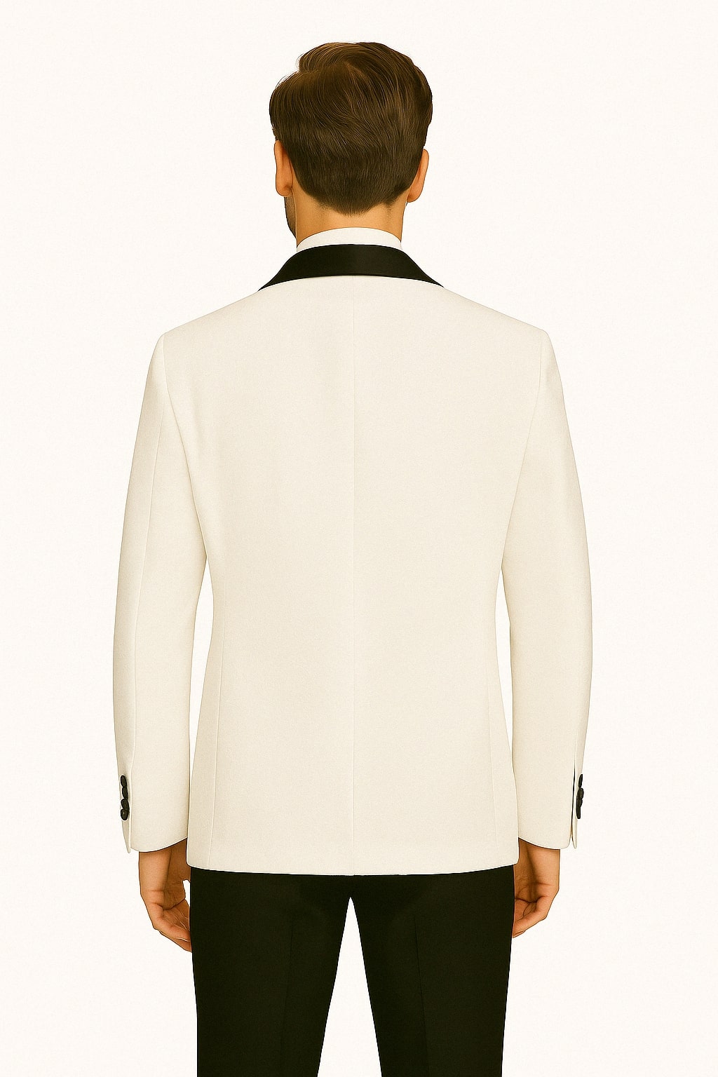 Mens White Swirl Embroidered Tuxedo Jacket with Black Satin Shawl Lapel and Matching Bow Tie - 34 Short or Extra Small