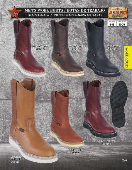 Los Altos Boots Men's Leather Work Boot ~ Botines Para Hombre Vibran Sole Diff. Colors/Sizes - US 8.0 Standard/D/ Medium / Eu:41-42