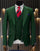 Mens One Button Peak Lapel Double Breasted Vest Wool Suit in Hunter Green
