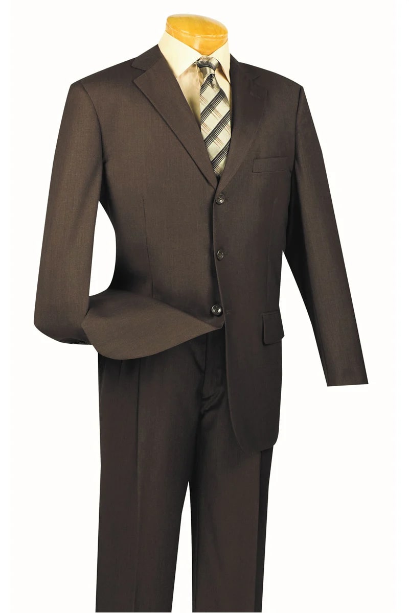 Mens Classic 3 button 2 Piece Suit in Brown