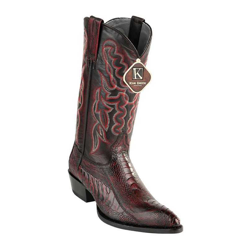 Mens King Exotic Ostrich Leg Boots Black Cherry (4980518) - 6 E