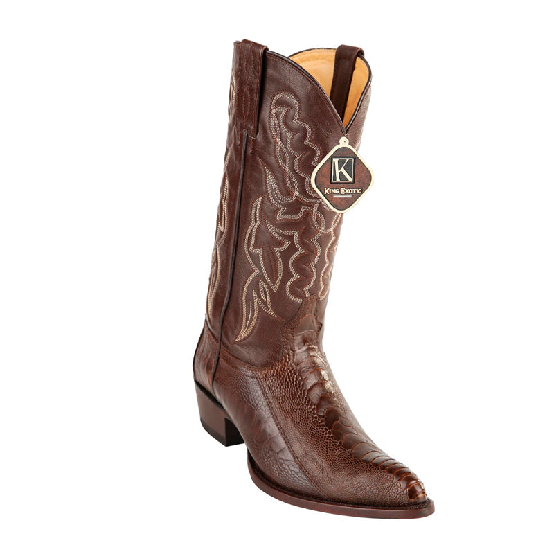 Mens King Exotic Ostrich Leg Boots Brown (4980507) - 6 E