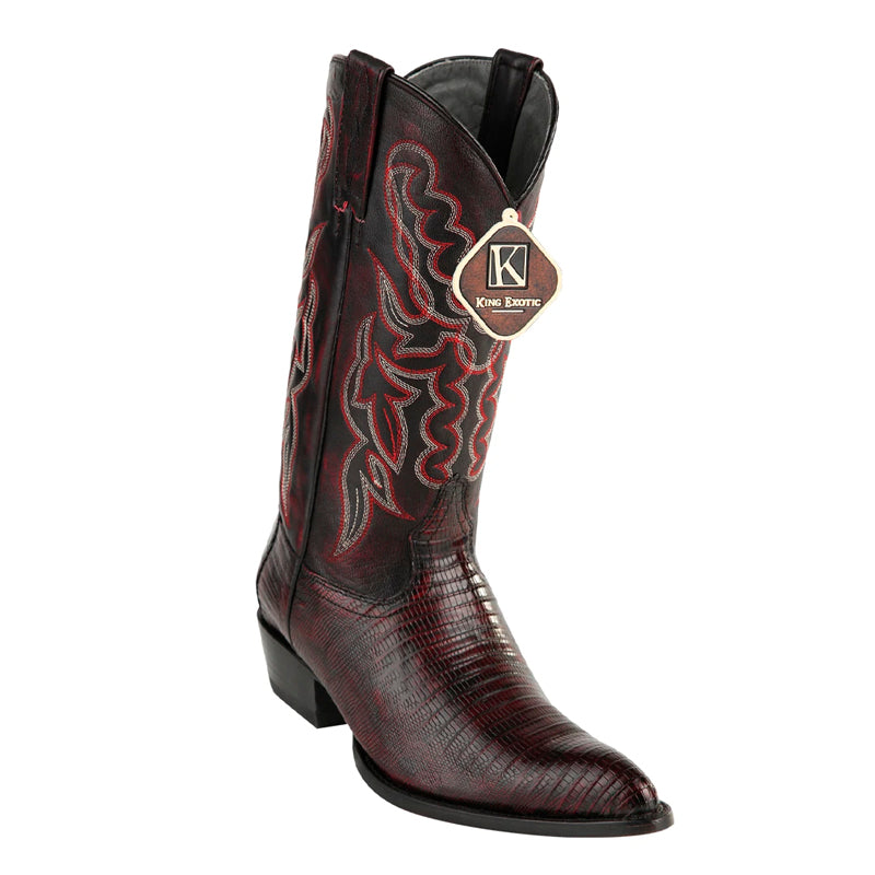 Mens King Exotic Teju Lizard Western Boots Black Cherry (4980718) - 6 E