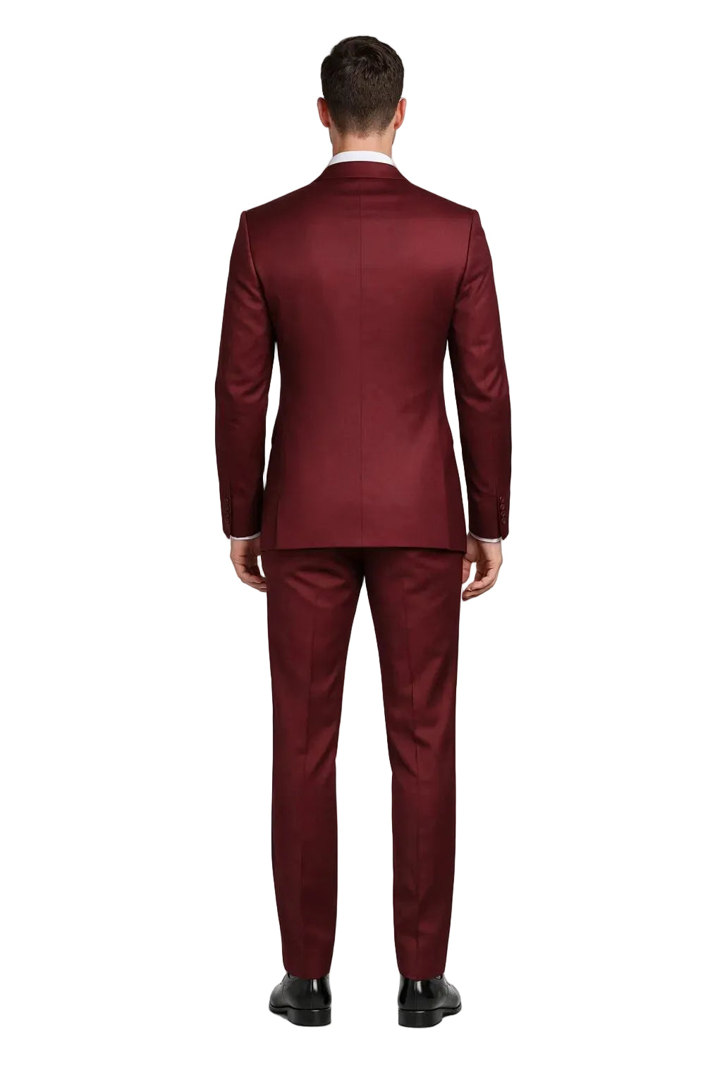 Mens Stacy Adams Suits - Designer Suit - 3 Piece Suit - Vested Suit - Flat Front Pant- Modern Fit Suits Cherry Suit - 38 Short Jacket+32 Waist Adjustable 28to34)(Height: 5’4”to5’7”)(Neck 15-16.5)S-M)