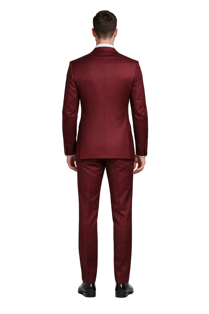 Mens Stacy Adams Suits - Designer Suit - 3 Piece Suit - Vested Suit - Flat Front Pant- Modern Fit Suits Cherry Suit