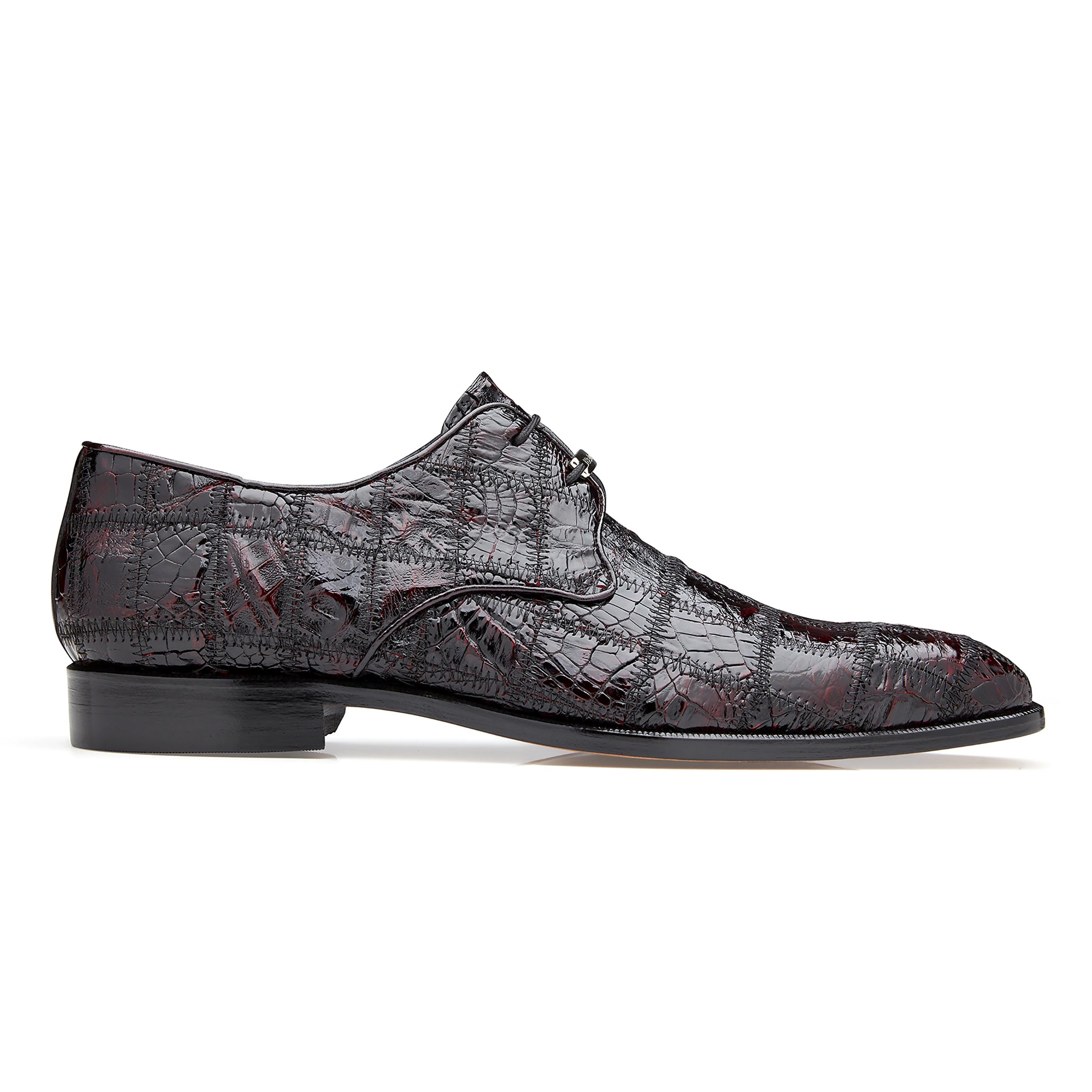 Mens Belvedere Sabato Crocodile Patchwork Oxford Dress Shoe in Honey Tan - 9