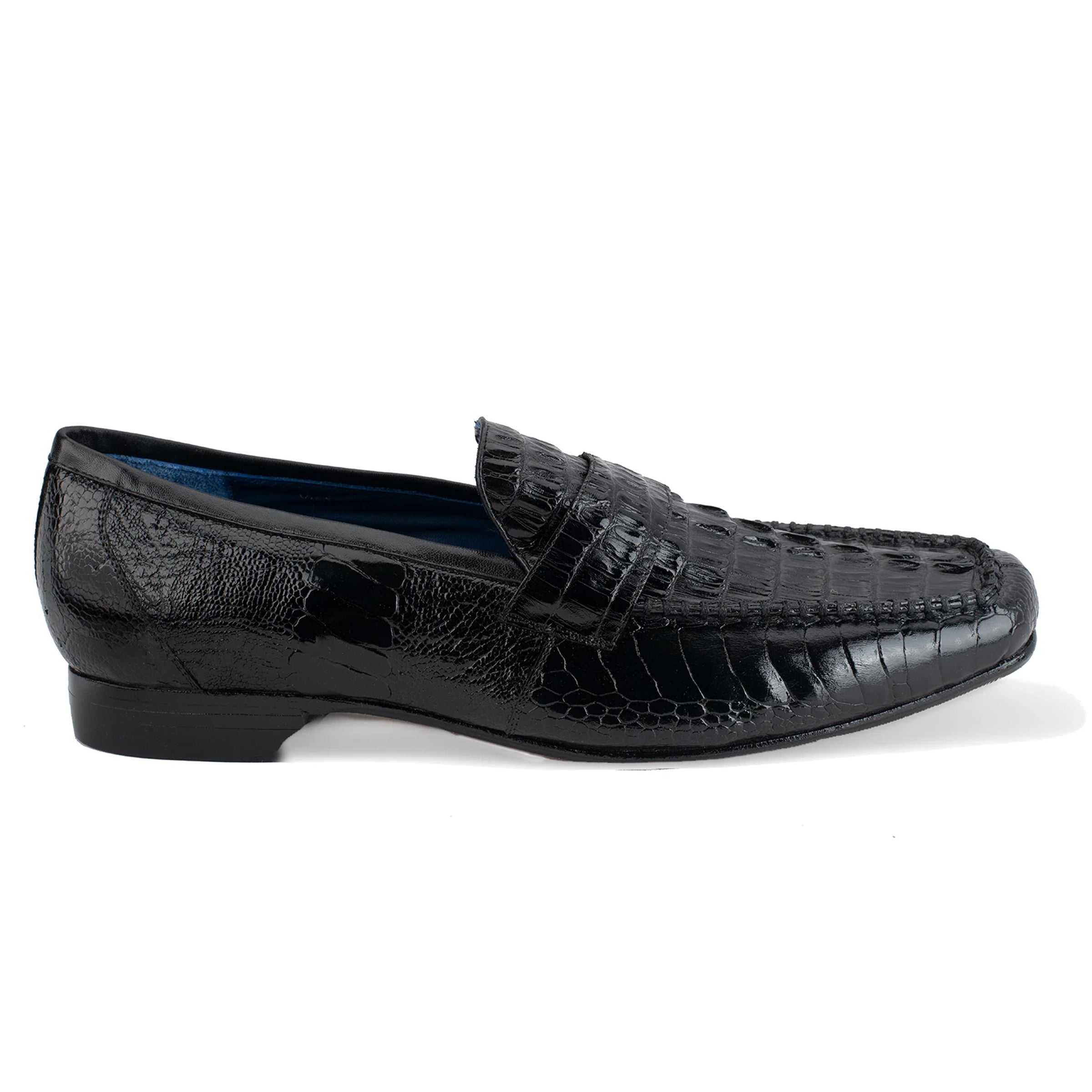Mens Belvedere Natale Genuine Crocodile Loafer Dress Shoe in Brandy - 9