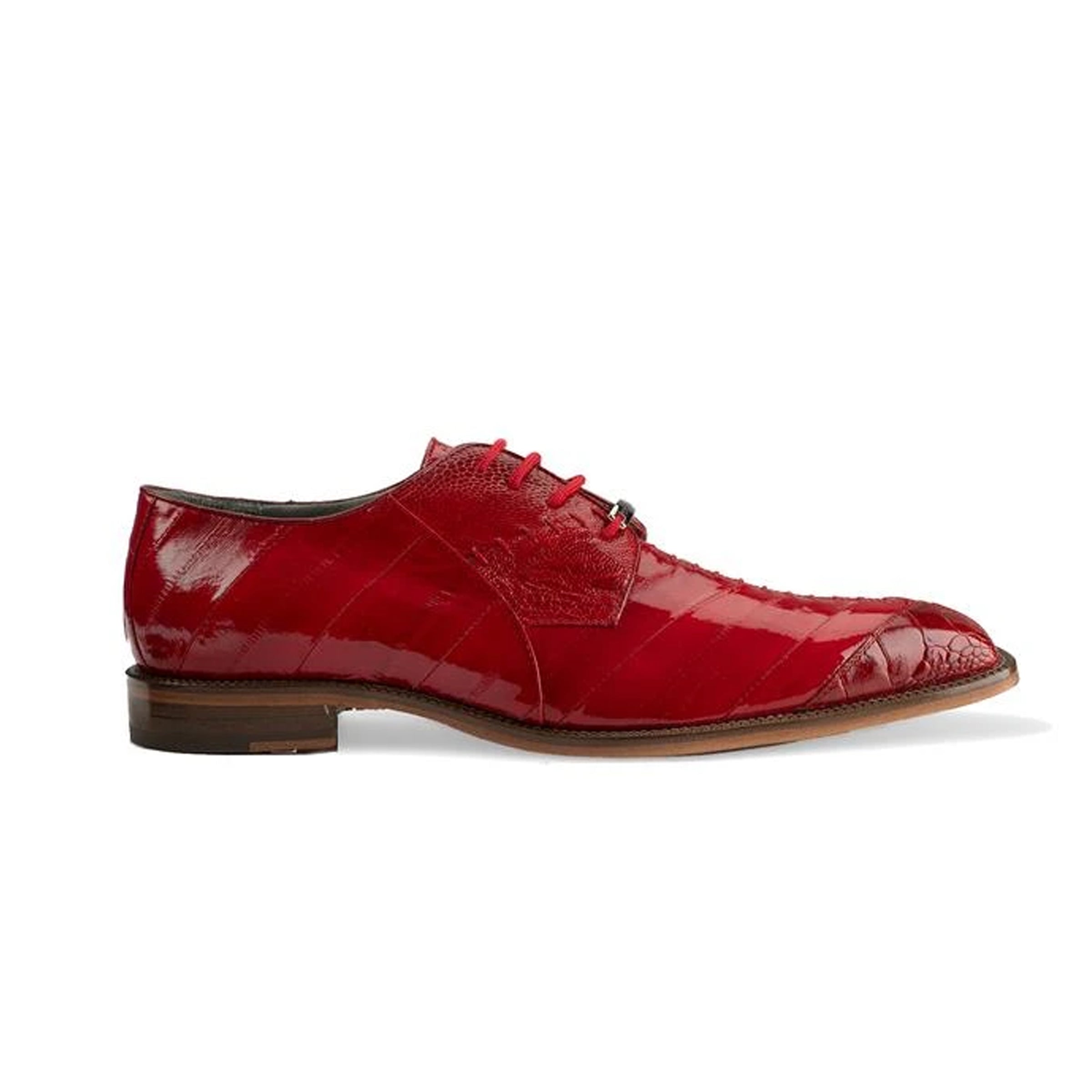 Mens Belvedere Nome Genuine Eel & Ostrich Lace Up Dress Shoe in Brown - 9