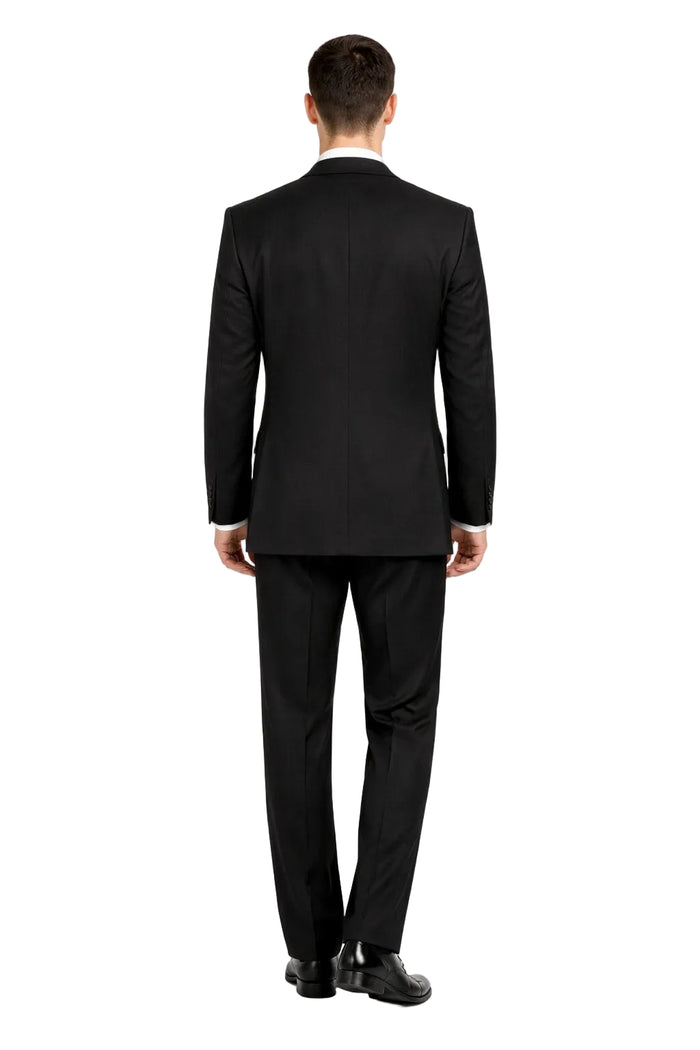 Modern Fit Wool Feel Two Button Jacket with Suit Black