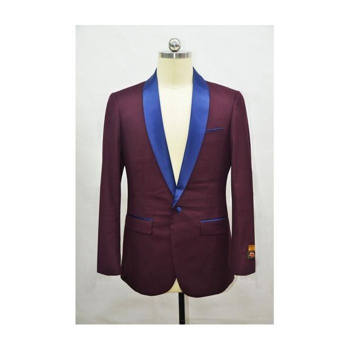 Mens Blazer Burgundy Navy Tuxedo  Jacket