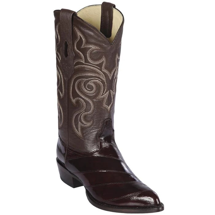 J Toe Cowboy Boots - J Toe Western Boots - Los Altos Boots - Mens Dress Cowboy Boot - Low Priced Mens Brown Eel Boots J-Toe- in   Brown - 6