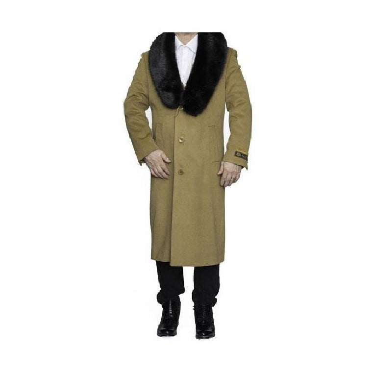 Mens Camel Big And Tall Notch Lapel Overcoat / Topcoat