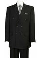 Cheap Priced Suit- Mens Classic Double Breasted Peak Lapel Suit In Black Pinstripe