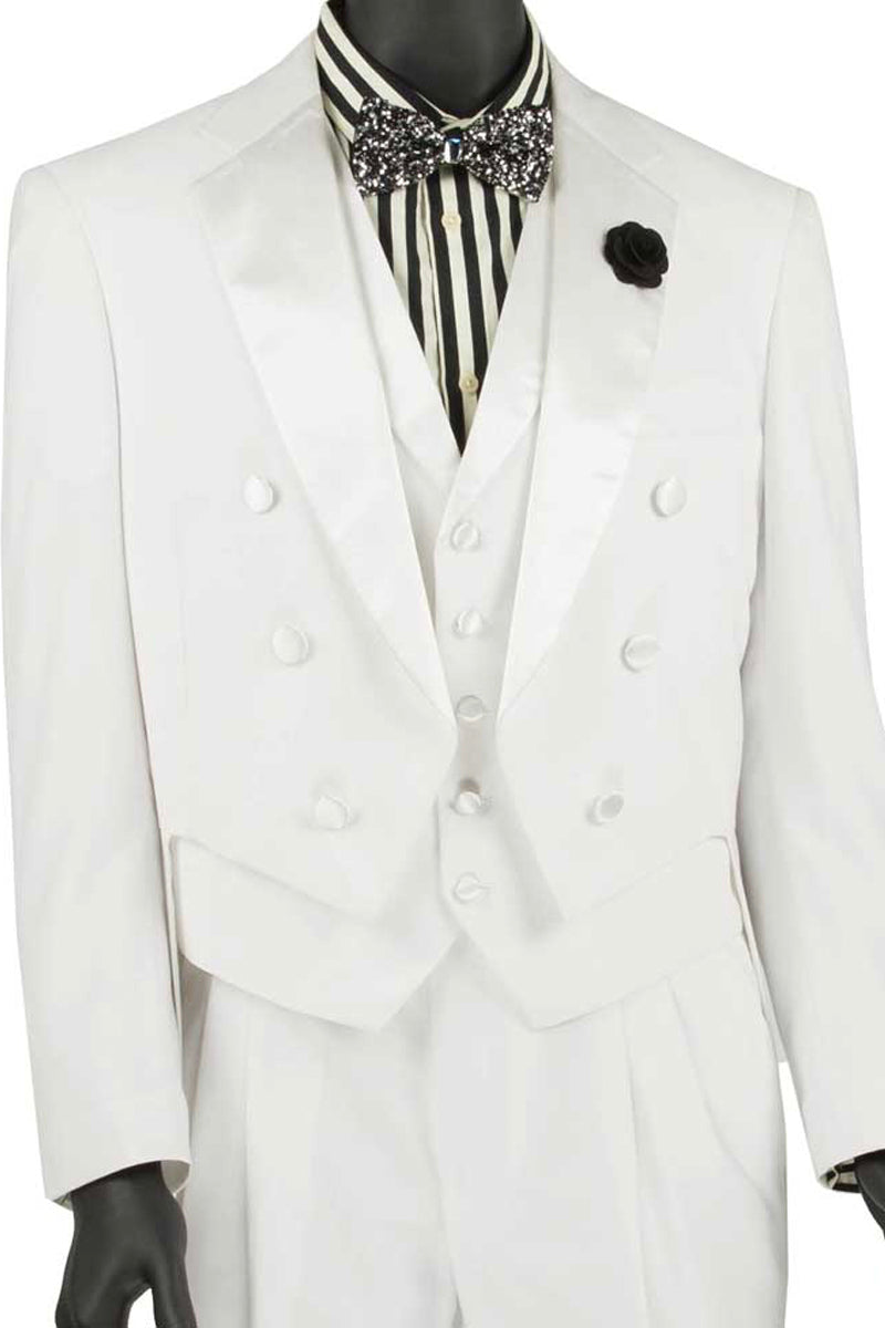 Mens Classic Vested Tail Tuxedo in White - 36 Short