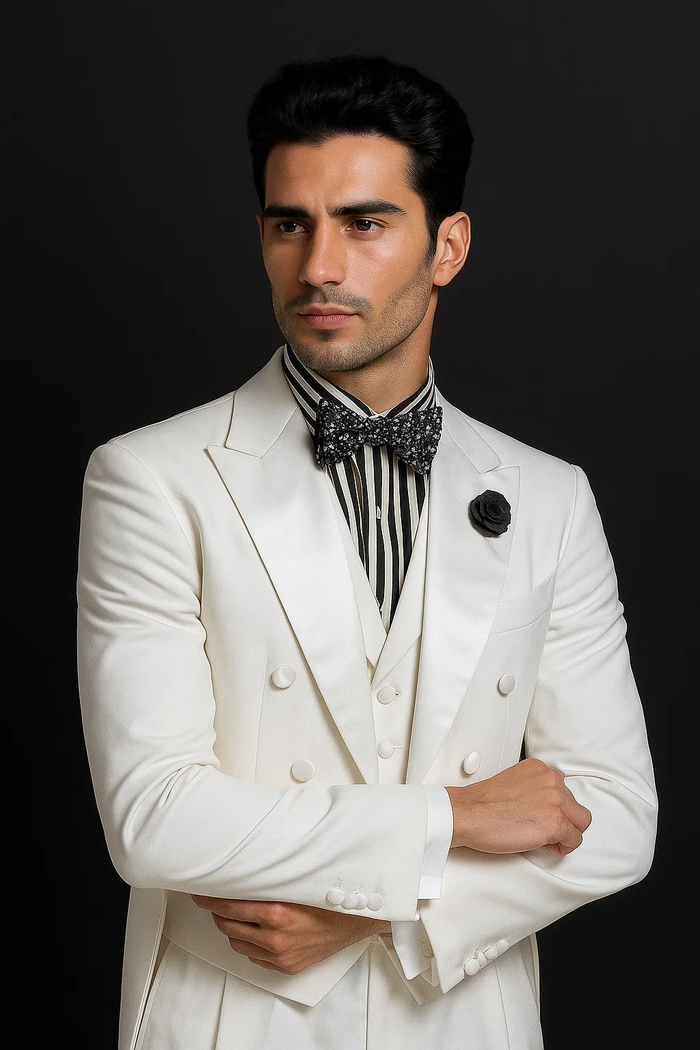 Mens Classic Vested Tail Tuxedo in White