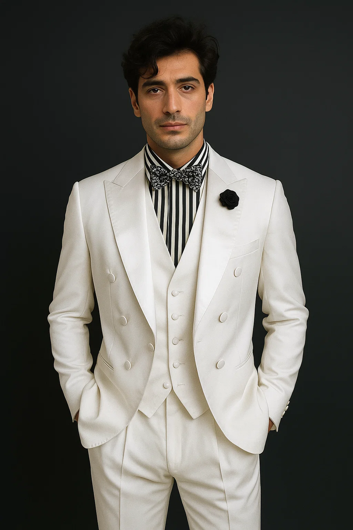 Mens Classic Vested Tail Tuxedo in White