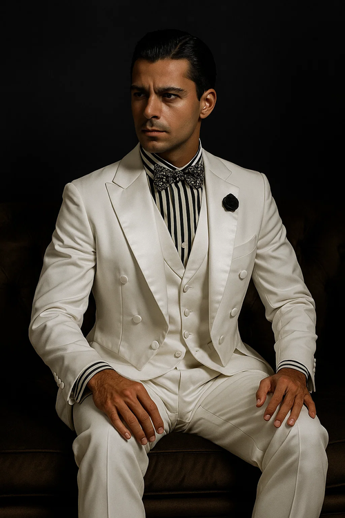Mens Classic Vested Tail Tuxedo in White