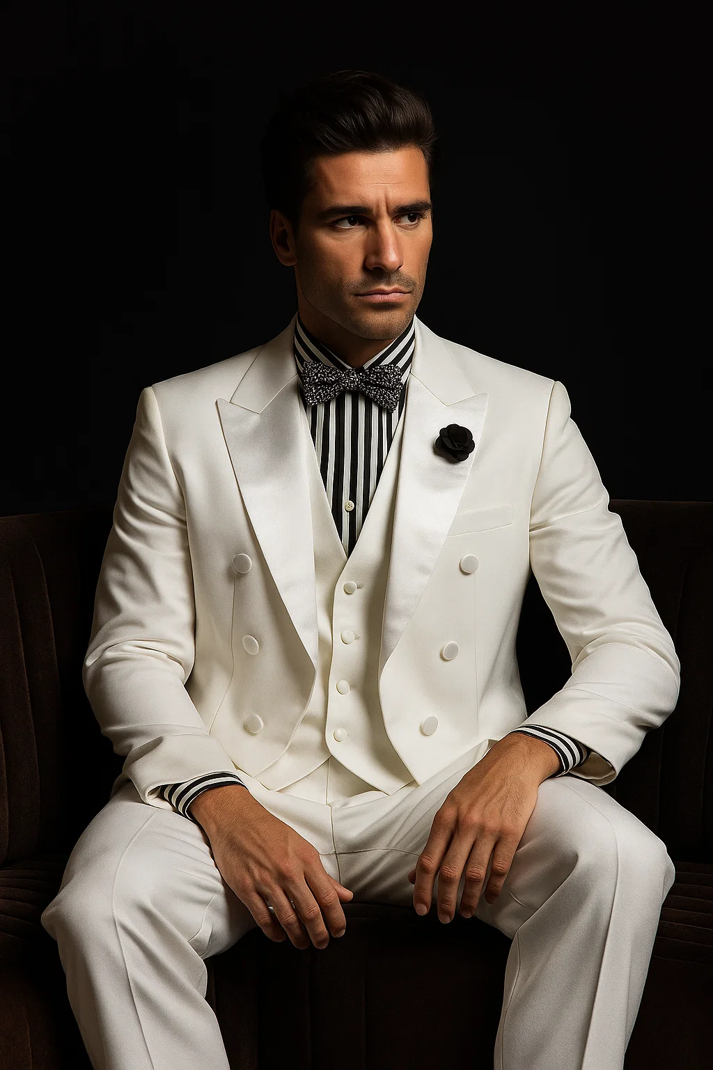 Mens Classic Vested Tail Tuxedo in White - 36 Short