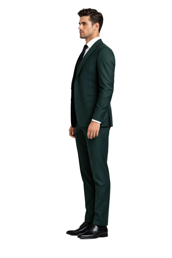 Mens Stacy Adams Suits - Designer Suit - 3 Piece Suit - Vested Suit - Flat Front Pant- Modern Fit Suits Green Suit