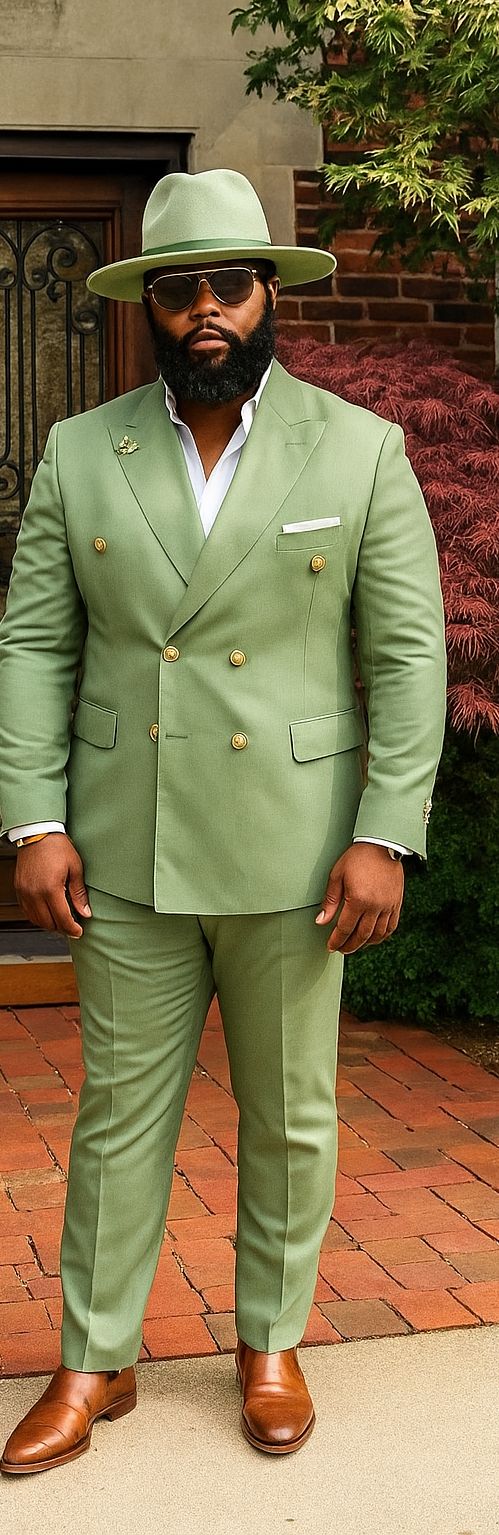 Mens Double Breasted Suits - Green Suit-New Designer Collection