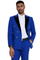 Mens Double Breasted Wedding Suit With Velvet Peak Lapel and Gold Buttons in Royal Blue