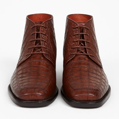 Mens Dress Ankle Boots Los Altos Boots Short Cowboy Boot - Western Ankle Boots Exotic Skin + Brown + Skin Type