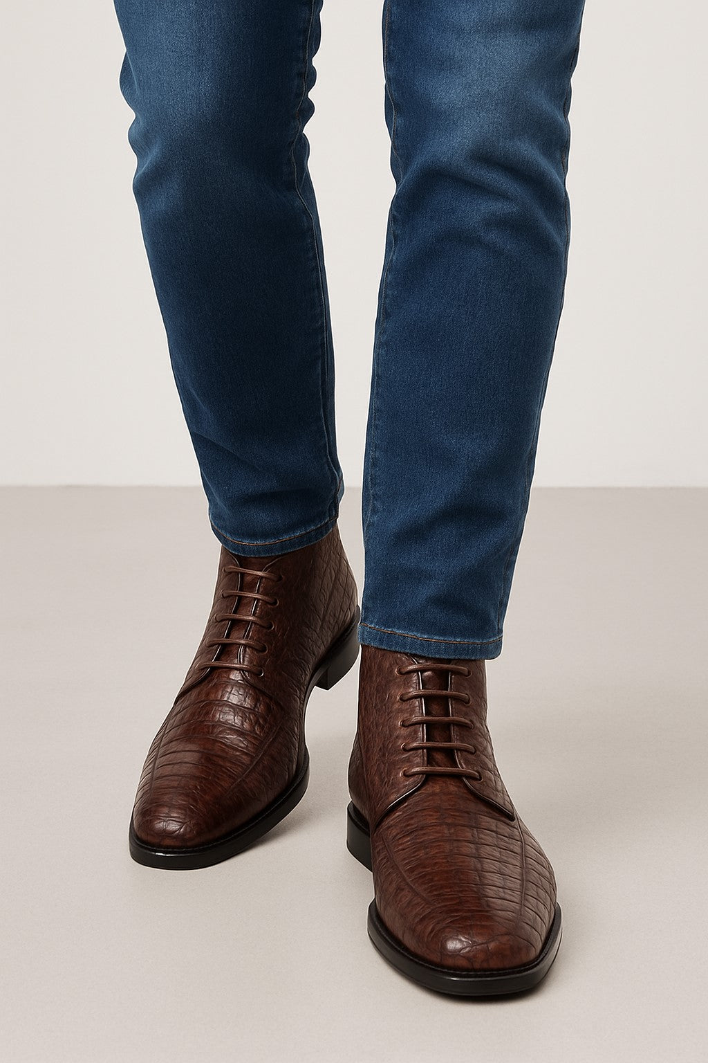 Mens Dress Ankle Boots Los Altos Boots Short Cowboy Boot - Western Ankle Boots Exotic Skin + Brown + Skin Type - US 8.0 Standard/D/ Medium / Eu:41-42