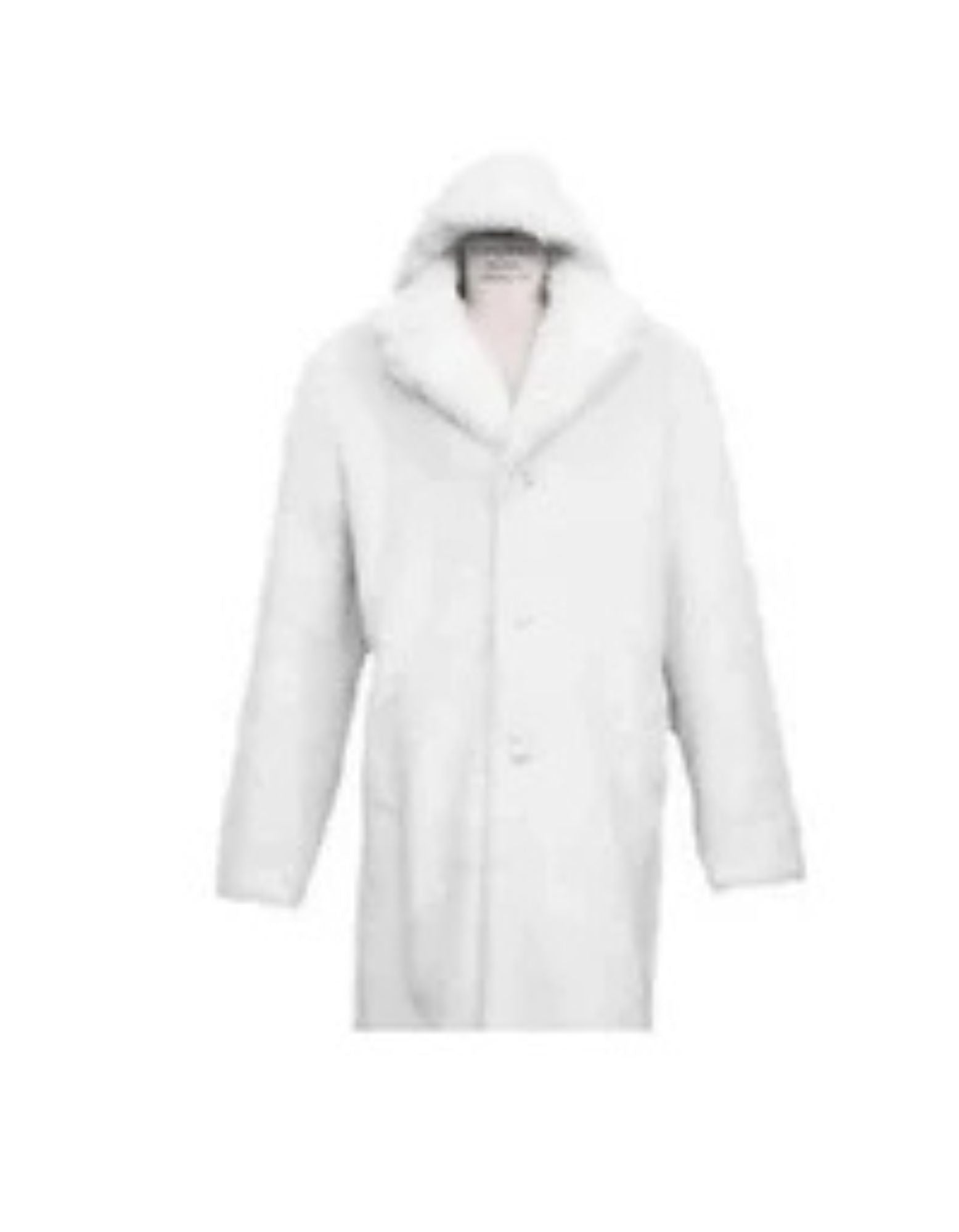 Mens Faux Fur Coat Full Length Hat Arctic White Overcoat - Coat Size 38