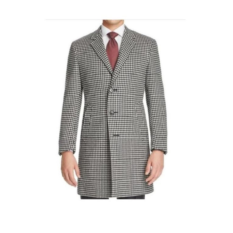 Mens Herringbone Topcoat - Black color Topcoats