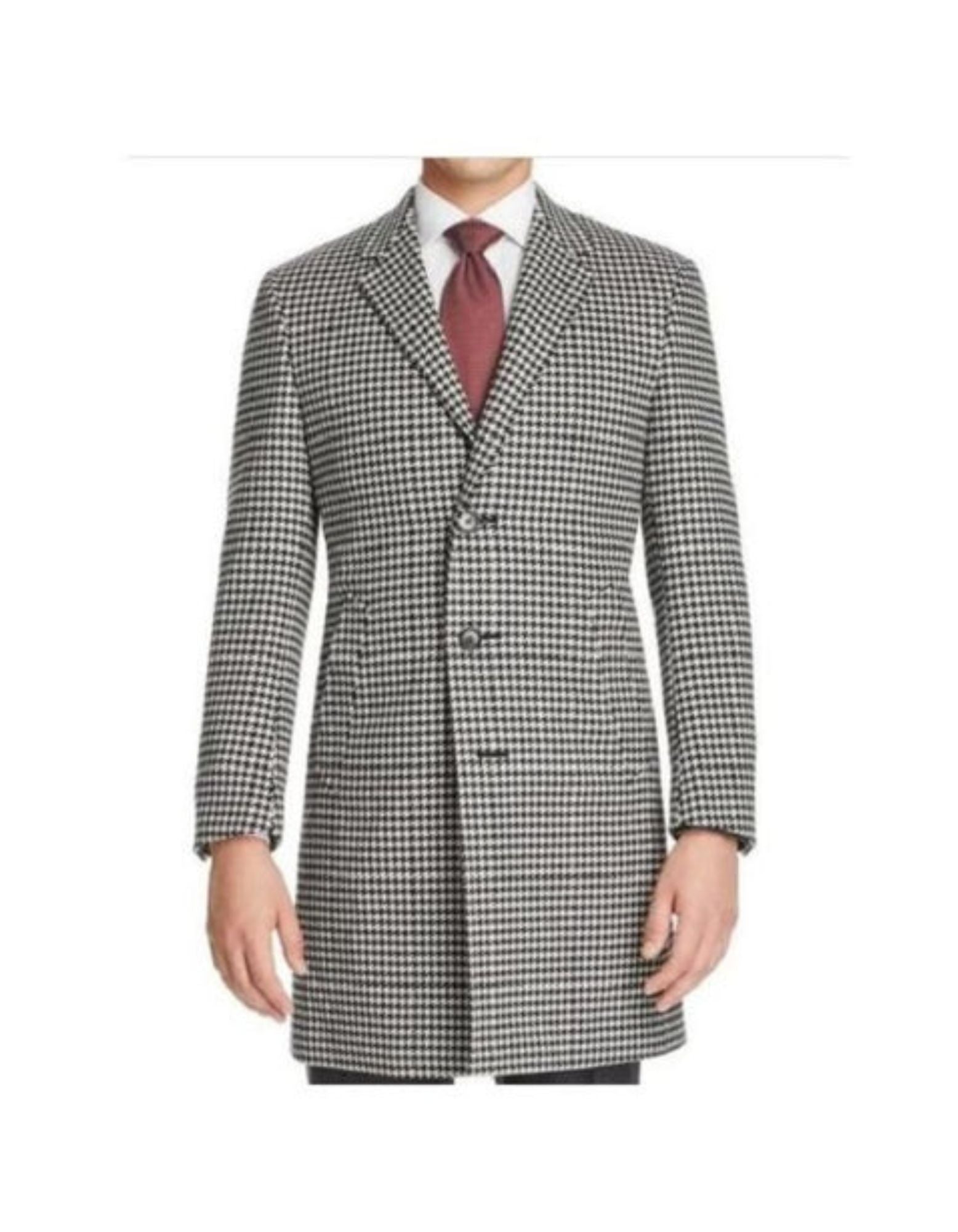 Mens Herringbone Topcoat - Black color Topcoats - Coat Size 38