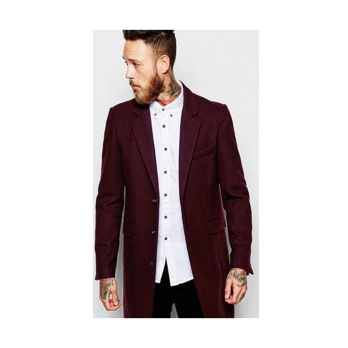 Men's burgundy wool coat best sale