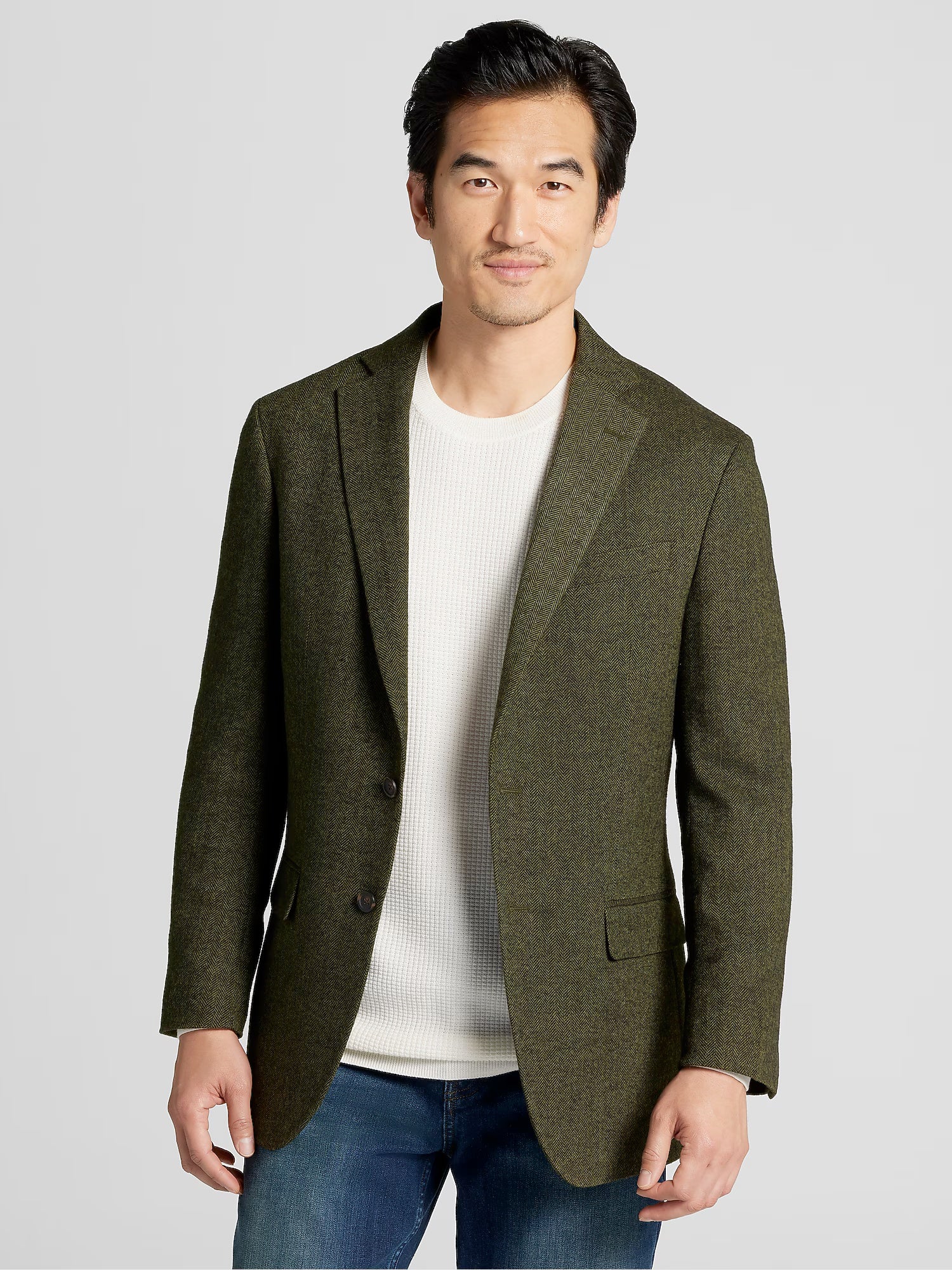 Mens Olive Green Winter Blazer - Hunter Sport Coat jacket Modern Fit 2 Buttons Style Notch - 36 Short