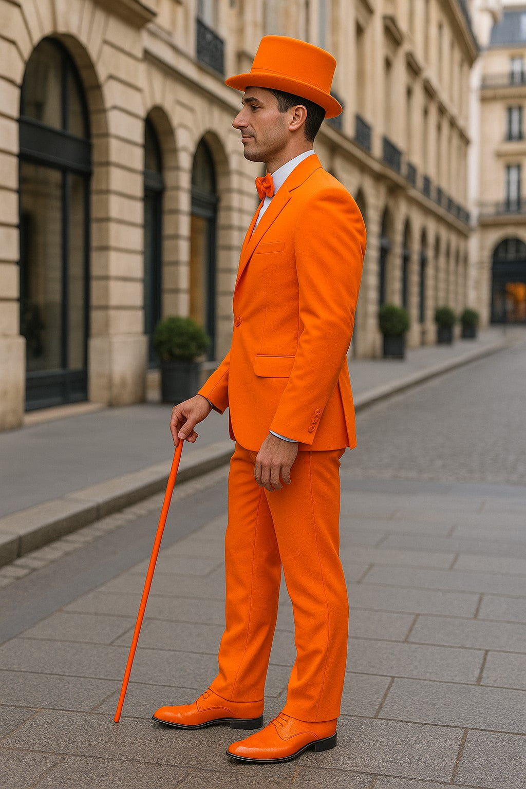 Mens Orange Tuxedo With Pants - Orange Prom 2026 Suit - 38 Short Jacket+32 Waist Adjustable 28to34)(Height: 5’4”to5’7”)(Neck 15-16.5)S-M)