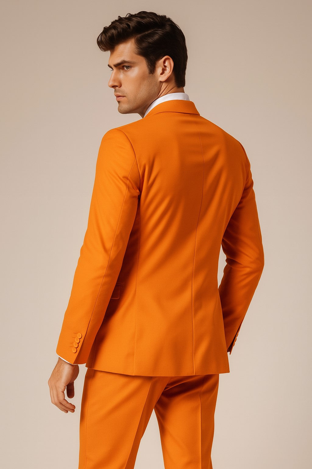 Mens Orange Tuxedo With Pants - Orange Prom 2026 Suit - 38 Short Jacket+32 Waist Adjustable 28to34)(Height: 5’4”to5’7”)(Neck 15-16.5)S-M)