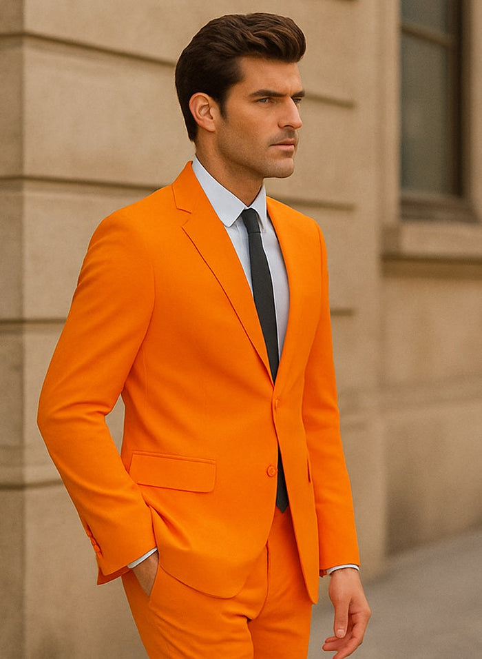 Mens Orange Tuxedo With Pants - Orange Prom 2026 Suit