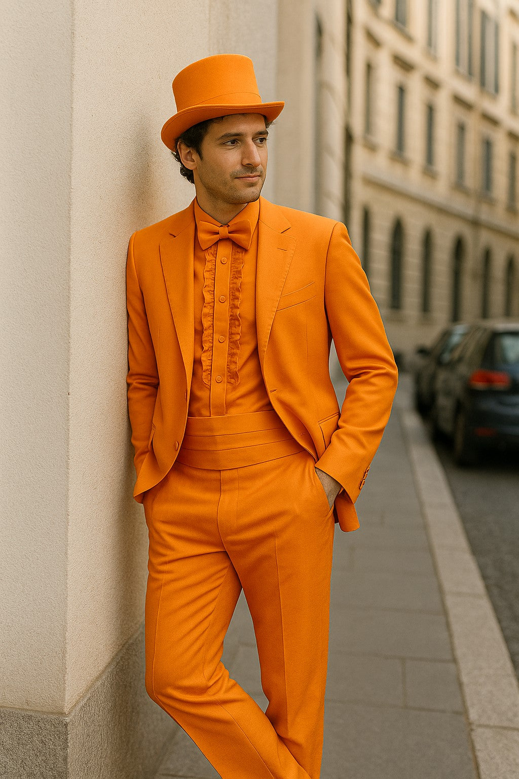 Mens Orange Tuxedo With Pants - Orange Prom 2026 Suit - 38 Short Jacket+32 Waist Adjustable 28to34)(Height: 5’4”to5’7”)(Neck 15-16.5)S-M)