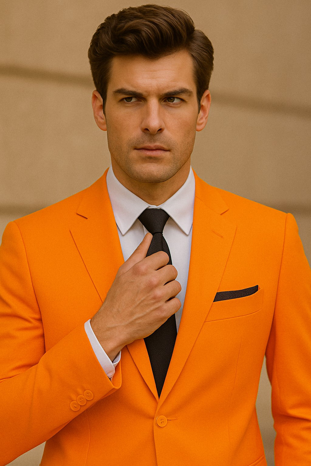 Mens Orange Tuxedo With Pants - Orange Prom 2026 Suit - 38 Short Jacket+32 Waist Adjustable 28to34)(Height: 5’4”to5’7”)(Neck 15-16.5)S-M)