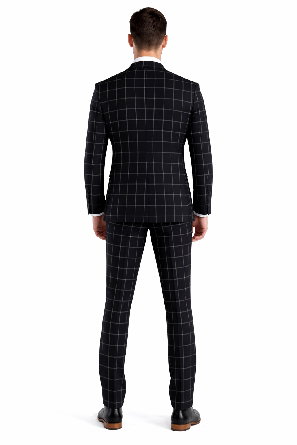 Mens Plaid Suit - Black Windowpane Suit - 1920 Suits
