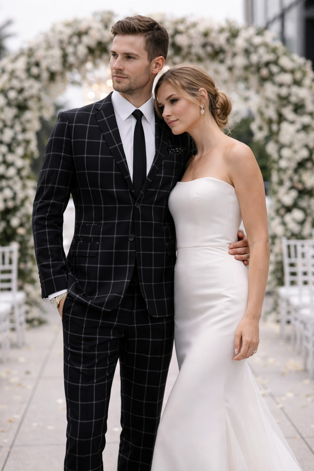 Mens Plaid Suit - Black Windowpane Suit - 1920 Suits - 34 Short or Extra Small