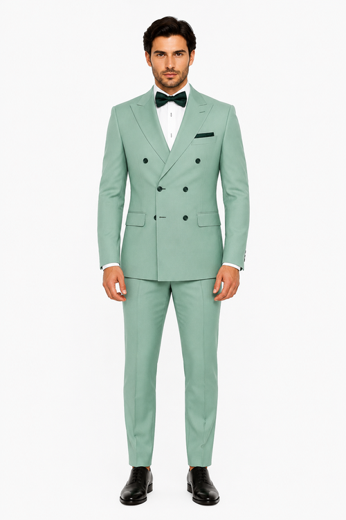 Mens Sage Green Double Breasted Suit