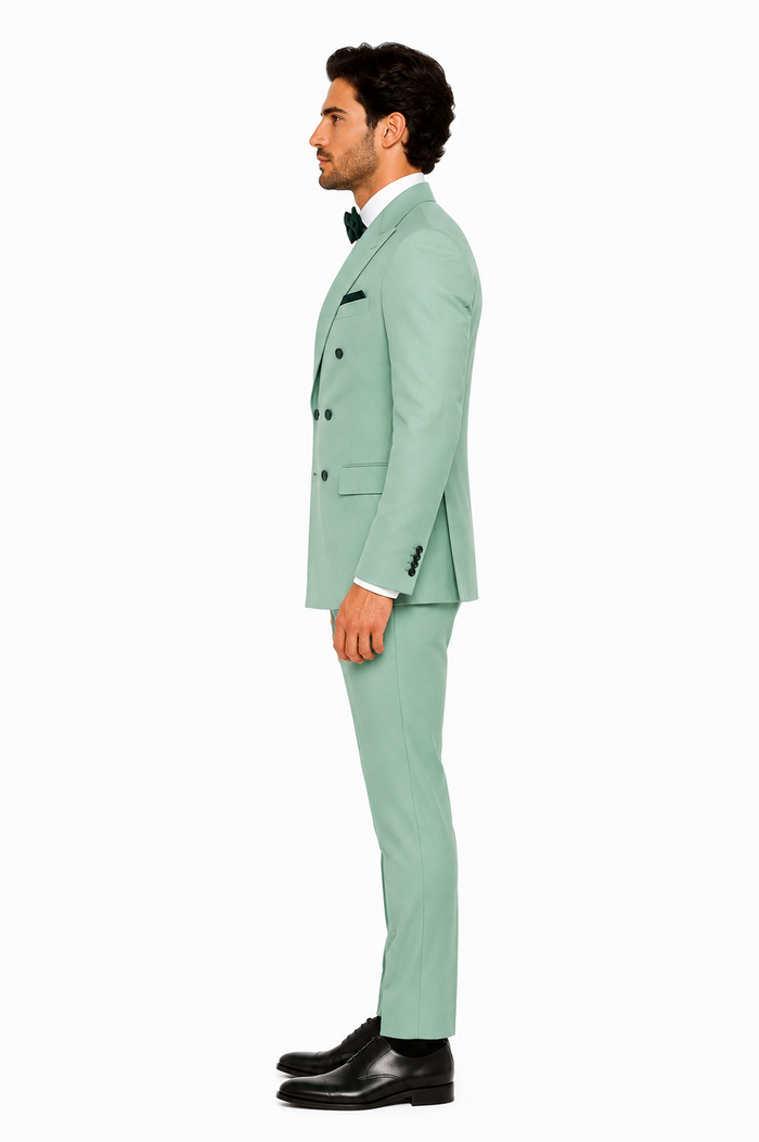 Mens Sage Green Double Breasted Suit