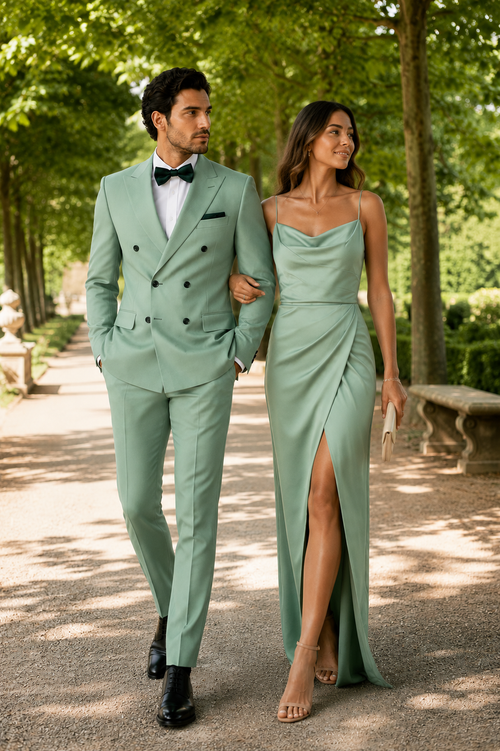 Mens Sage Green Double Breasted Suit