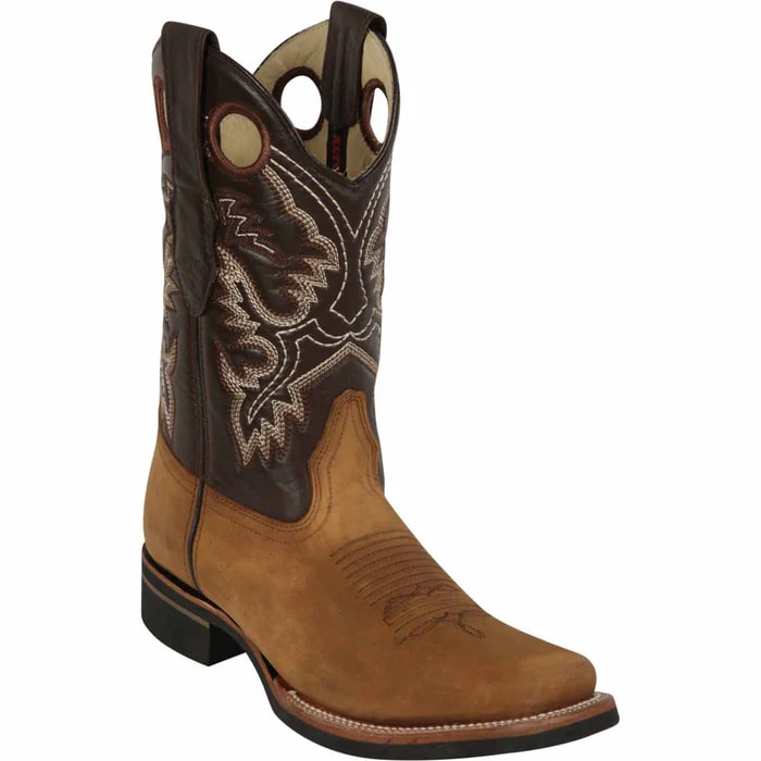 Los Altos Boots - Mens Dress Cowboy Boot - Low Priced Mens Square Toe Tan Boots- in Tan - 6