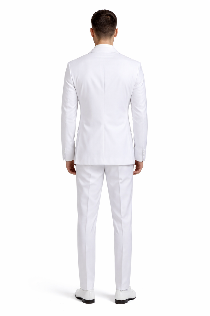 Mens Stacy Adams Suits - Designer Suit - 3 Piece Suit - Vested Suit - Flat Front Pant- Modern Fit Suits White Suit