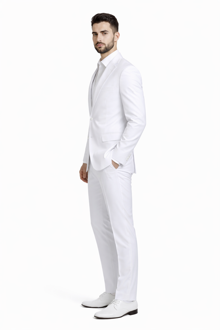 Mens Stacy Adams Suits - Designer Suit - 3 Piece Suit - Vested Suit - Flat Front Pant- Modern Fit Suits White Suit