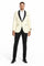 "Mens Modern Fit Ivory Prom 2025 Tuxedo Suit Dinner Jacket with Black Shawl Lapel"